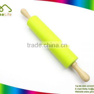 Household baking tools wooden handle stainless steel colorful silicone rolling pin