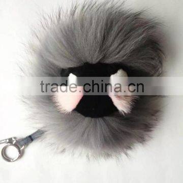 Factory Cute Style High Quality Real Fox Fur Monster Doll Keychain Charm for Bag photo-4