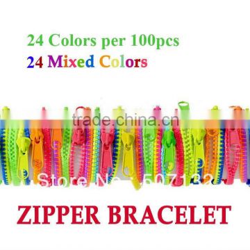 Wholesale Occident New Beautiful Fluorescence Color Zipper Charms Bracelet