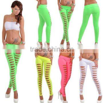 Women's European Super Sexy Candy Color Skiny Slim Hole Pants Leggings