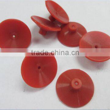 Red 20mm diameter silicone suction cup with mushroom head