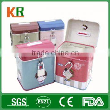 SGS coin saving Metal money bank with lock