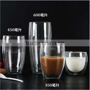 Hand-blown Christmas gift clear borosilicate double wall glass water cup wholesale