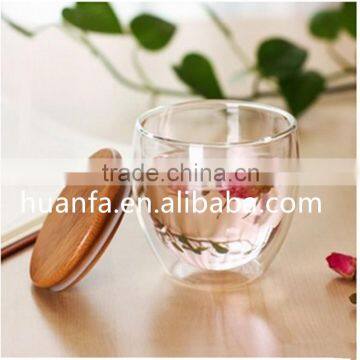 noveltys Pure handmade 80ml 250ml 350ml 450ml iced coffee and tea glass cups with seal woodon lid wholesale