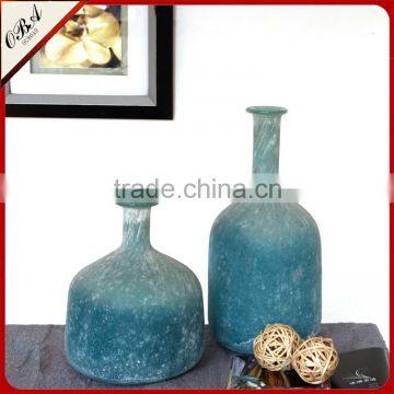 OUBOAO Unique Design Handmade Retro Style Smoke Gray Matte Glass Flower Vase photo-3