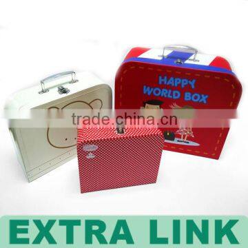 Luxury High Quality Custom Logo Printed Paper Storage Gift Box Suitcase With Metal Handle photo-2