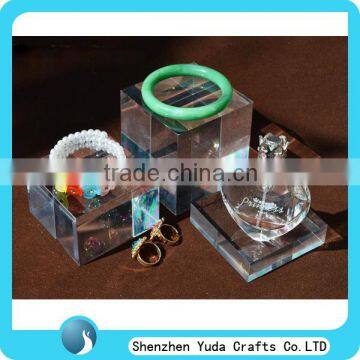 Crystal acrylic bracelet bangle display plexiglass cube jewelry stand