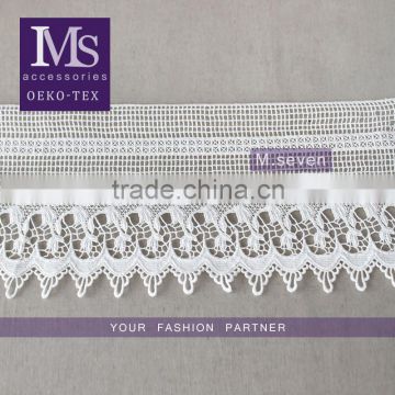 100% milk silk material fashionable style cotton lace trim 17cm in white high quality mesh bridal lace trim