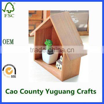 Antique Wooden Wall Hanging Decorative Box House-shaped Wooden Wall Shelf photo-3