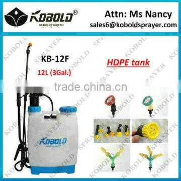 (KB-12F) 12L HDPE knapsack pressure hand push sprayer for garden