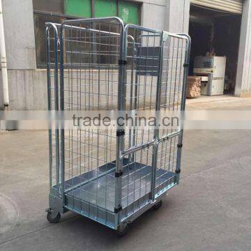 Wire mesh roll container cage