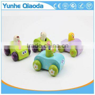 Baby Wooden Sounding Car Toys/ Pull Back Cartoon Mini Wood Car Toys for Kids and Child Gifts photo-4