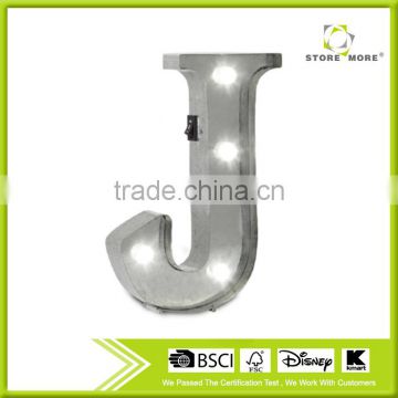 Carnival Decorative LED Light Metal Letter J With Battery Operated