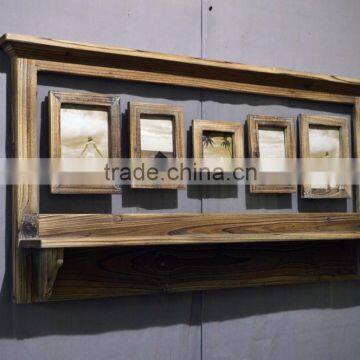 Antique Decorative Wooden Wall Shlef With Double-glass and Hooks photo-3