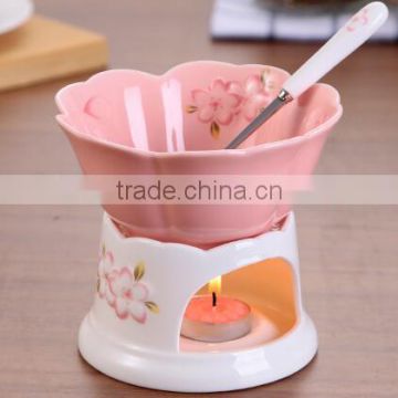 CY160 Chocolate Ceramic Melter Chocolate Waterfall Mini Fondue Fountain Pink Bakeware Gift Set