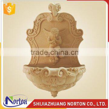 Marble wall fountain with fluting cherub for decoration NTMF-WF002LI