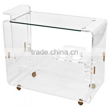 Supplier Wholesale Acrylic Lucite Juice Bar Cart With Wheels photo-3
