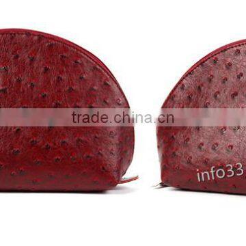 Women's Cosmetic Bag Colorfull Fashion Ostrich Grain Leather Make-up Bag Manufacturer photo-5