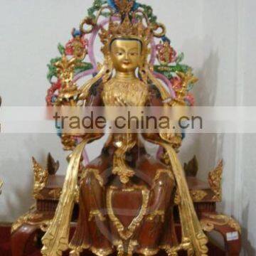 Wholsale Buddhism Metal Antique Brass Maitreya Buddha Statue photo-3