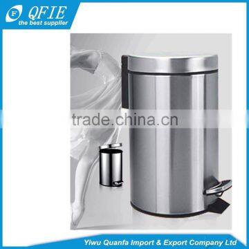 Household eco-friendly 20 Litres cylinder silver stainless steel foot pedal garbage bin for korea market