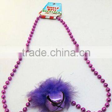 fashion Flashing mardi gras beads jingle bell necklace