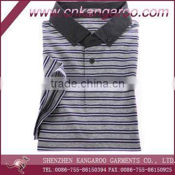 Mens pinstriped knitted wear mercerized cotton jersey customized stripes sports golf shirts