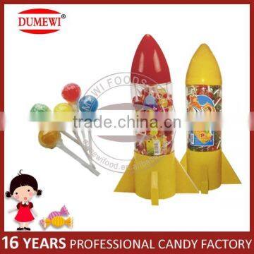 HALAL Fruit Flavor Hard Lollipop Candy in Rocket Shape Jar