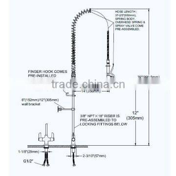 Single Handle Pull Down Pre-rinse Spring Kitchen Faucet With Two Swivel Spouts, Chrome photo-3