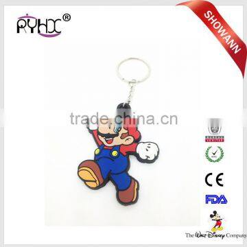 Special Personalized 3d Design Silicone Eco-friendly Rubber Keychain Mario for Craft Art Gifts