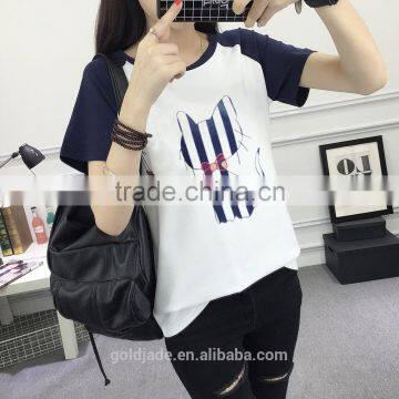 Custom Fashionable Logo Printing women Round Neck Short Sleeves T shirt