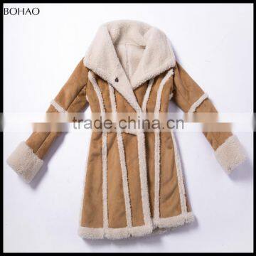 2017 New Fashion Thick Loose Yellow Imitation Fur Coat Women