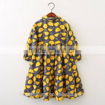 2017 Autumn Winter Kids Dresses Design Girl Printing Flower Birthday Party Dress photo-4