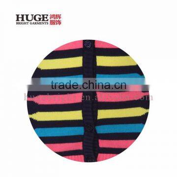 Multicoloured Kintted Style Striped Knitting Girls Sweaters photo-3