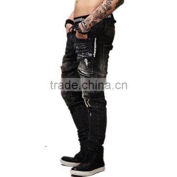 2016 New Zipper Jeans Balck Men Jeans Biker Skinny Jeans Slim Biker Jeans Pants in Stock Accept Small Order photo-4