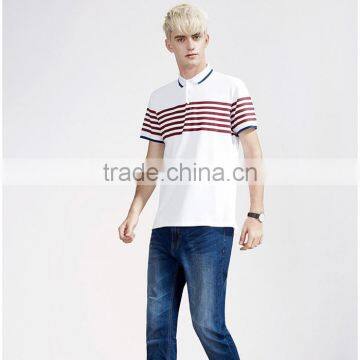 Casual White and Red Stripe no Label Polo Shirts photo-1