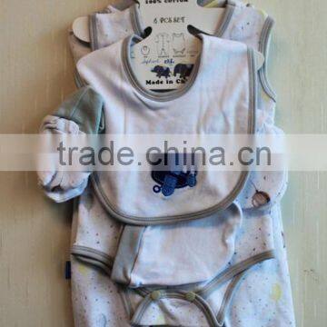 Wholesale Latest Style New Born Baby Clothing Set Winter Long Sleeve Grey 6 Pcs Set With Hanger Package 6TB1-56 photo-2