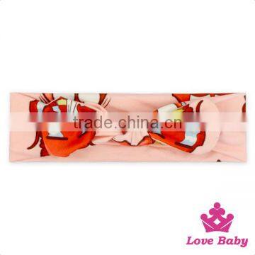 Girl Hair Accessories Pink Fabric Prnted Pattern Top Baby Headbands Designs photo-5