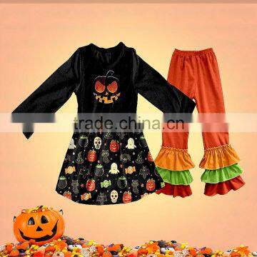 Halloween costume baby clothes baby frock designs fall boutique child clothes printed fabric clothing sets