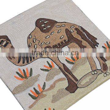 Camel Embroidered Throw Pillow Eclectic Designer Decor Square Accent Cushion photo-2