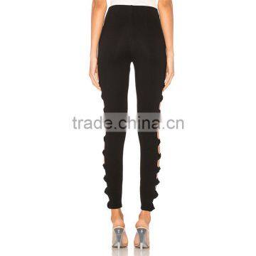 High Waisted Cut Out Design Fashion Ladies Distressed Workout Leggings photo-3