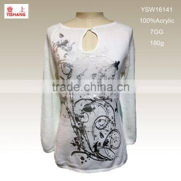 YSW16141 Print sweater 100%Acrylic ,7GG,180g