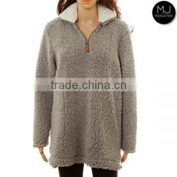 Factory Wholesale Women Sherpa Fleece 1/4 Zip Pullover photo-6
