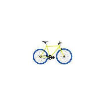 Male / Female Yellow Steel Frame Fixed Gear Bikes With Riser Handle Bar