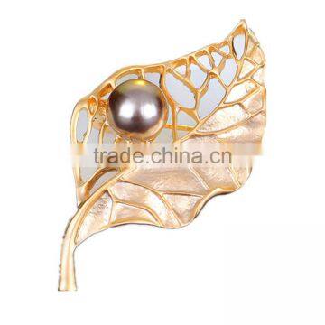 Fashion Leaf Jewelry Women Accessories Brooches Matte Gold Silver Plated Pin Brooches For Women