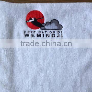 Promotional cheap and embroidery logo dobby border hand towel