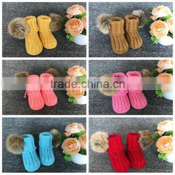 0-3-6-12 Month Toddler Fuzzy Socks Baby Booties Wholesale Infant Shoes With Pom Fur Ball