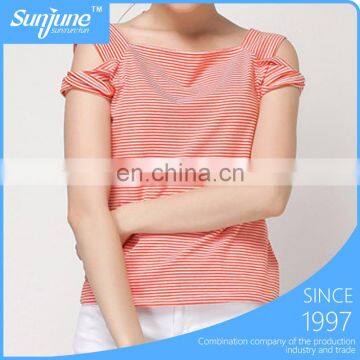 Europe style summer new fashion cutting striped design women blouse