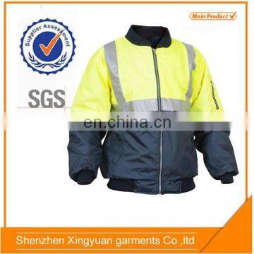 Two tone fluorescent color Safety outdoor waterproof winter jacket for oil field worker