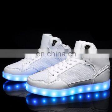 Latest Design Hot Sale High Shoes for Men PU+mesh Light Shoes Street Dance Luminous High Top LED Shoes Sneakers for Boys photo-2