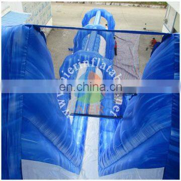 Giant blue wave slide Aier Long 23m Inflatable Water Slide with pool